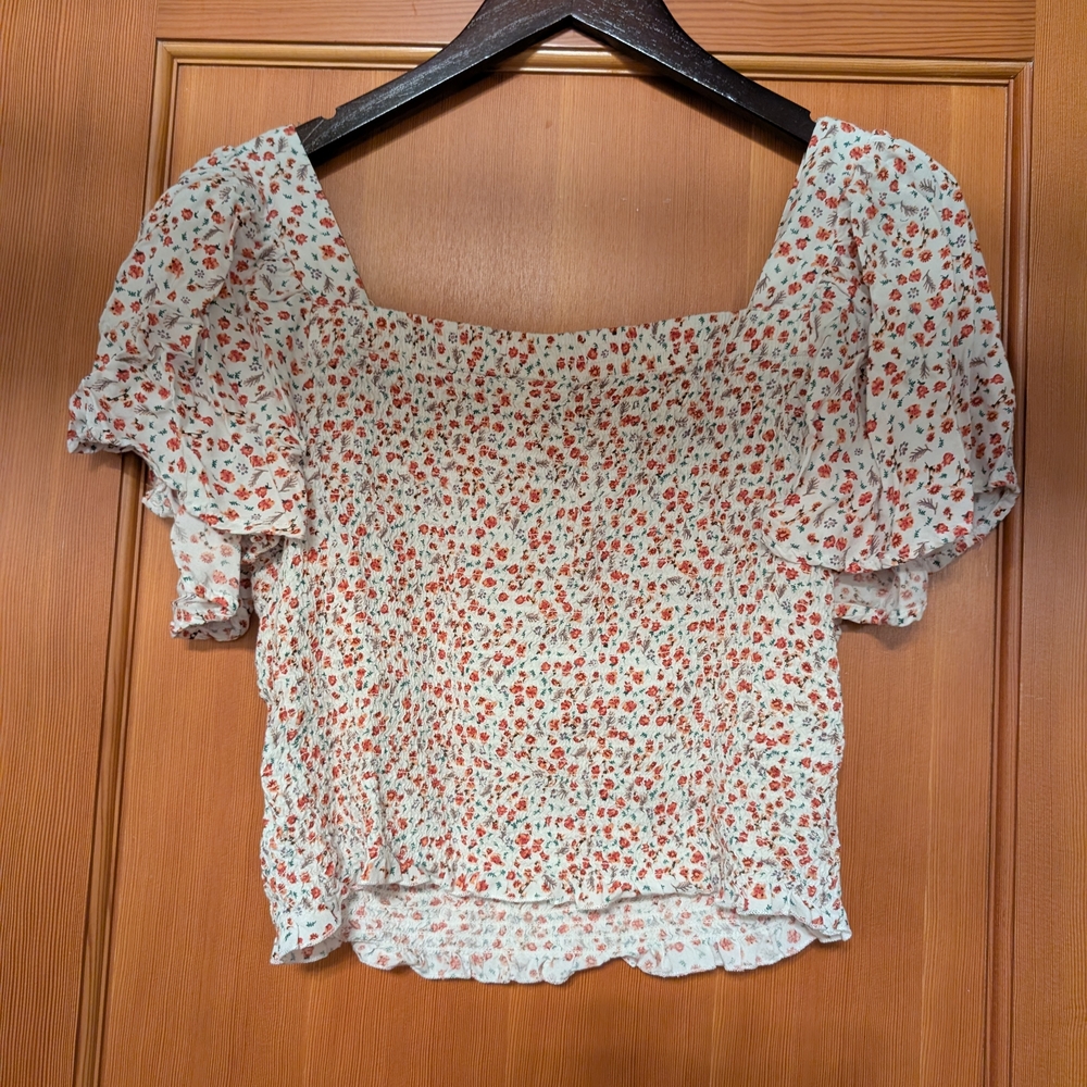 Japna Floral Blouse with Puff Sleeves - L